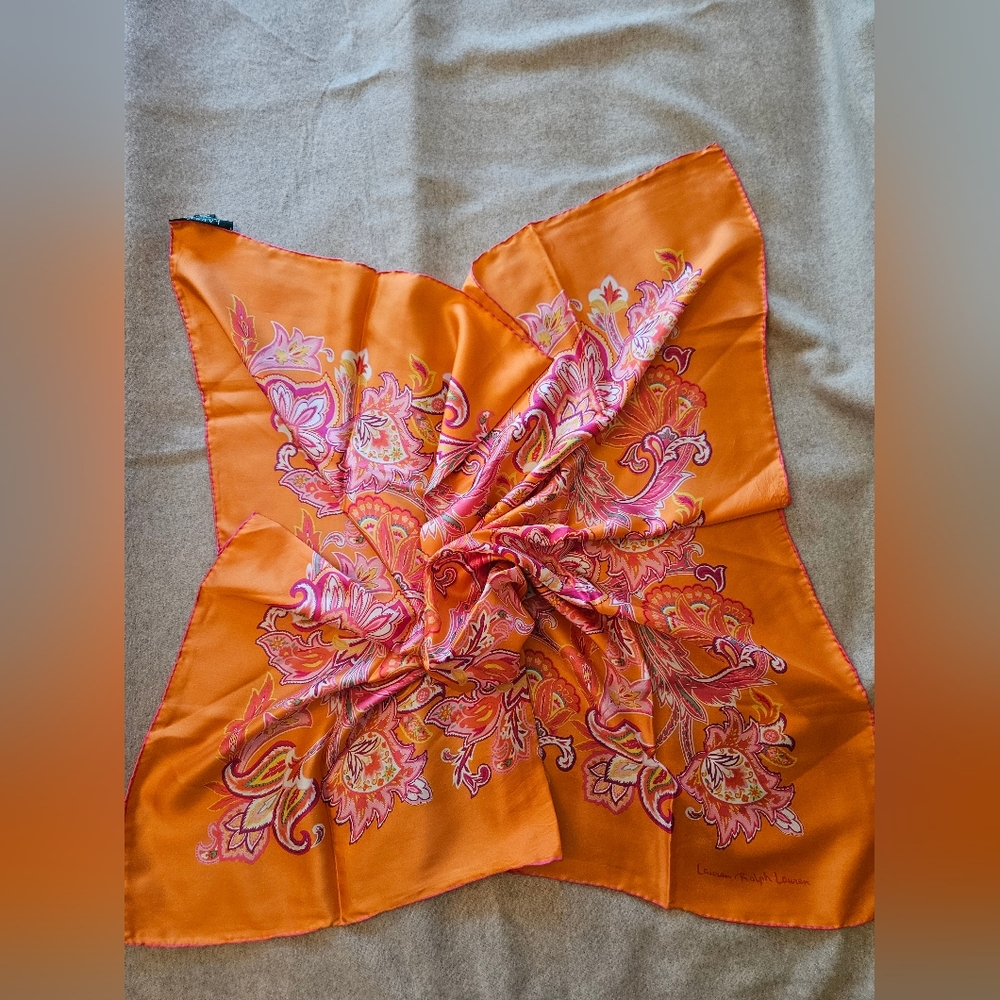 Ralph lauren paisley silk 90cm square scarf